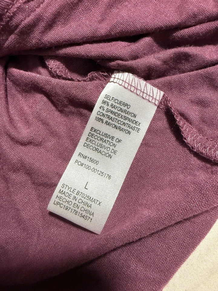 Democracy Women’s Blouse Size L Embroidered Boho Style Button Up Purple - Image 3 of 4