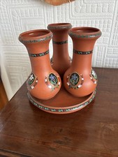 Stunning Rare Watcombe Terracotta Triple Vase - Christopher Dresser? 1863 Date