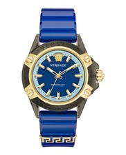 Versace Mens Transparent Black 42mm Strap Fashion Watch