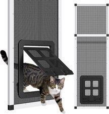 Vertical Ventilated Cat Door for Window, Fits 31"-42" Height Window, 2-Min Insta
