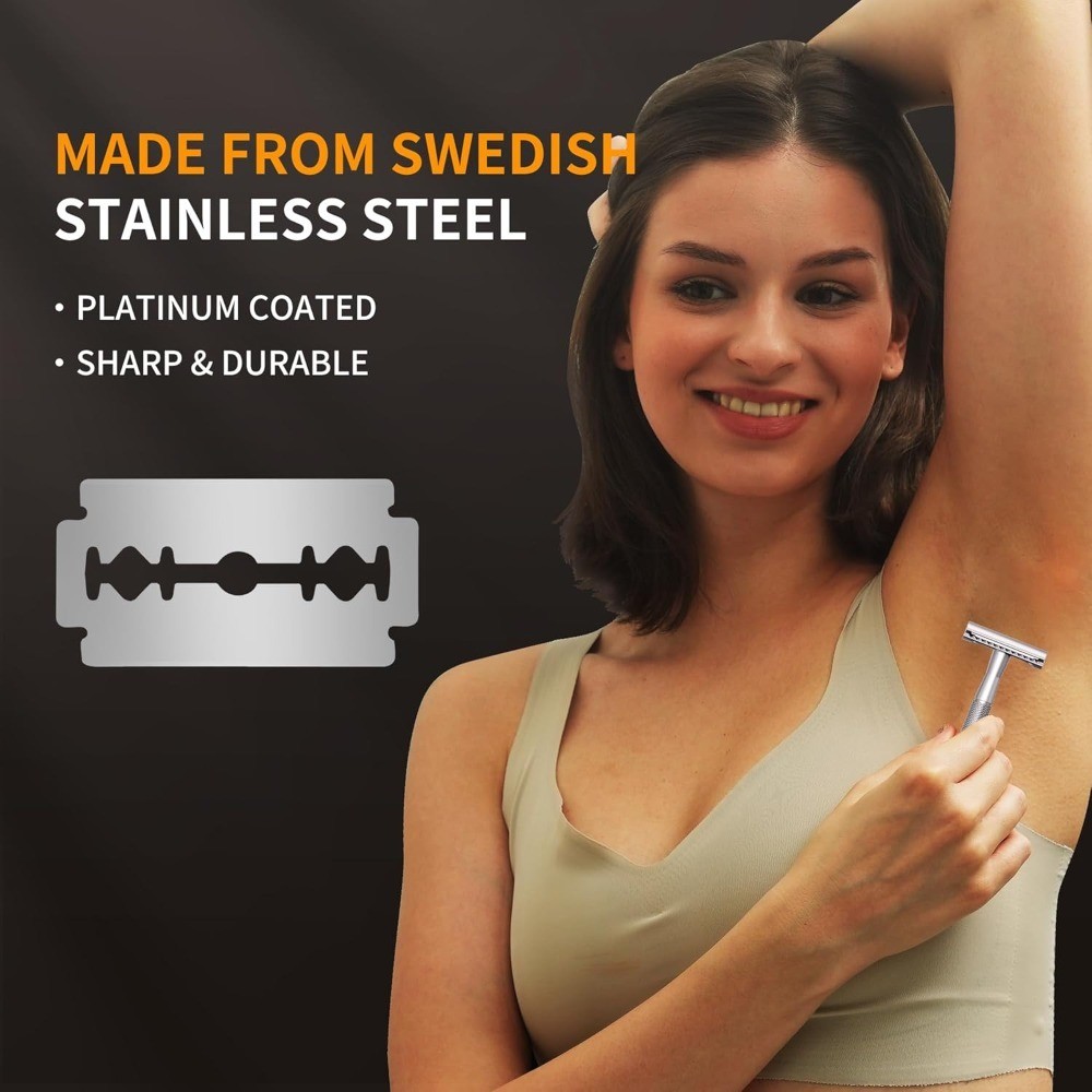 Premium 10-Count Double Edge Razor Blades Platinum Coated Stainless Steel Smooth