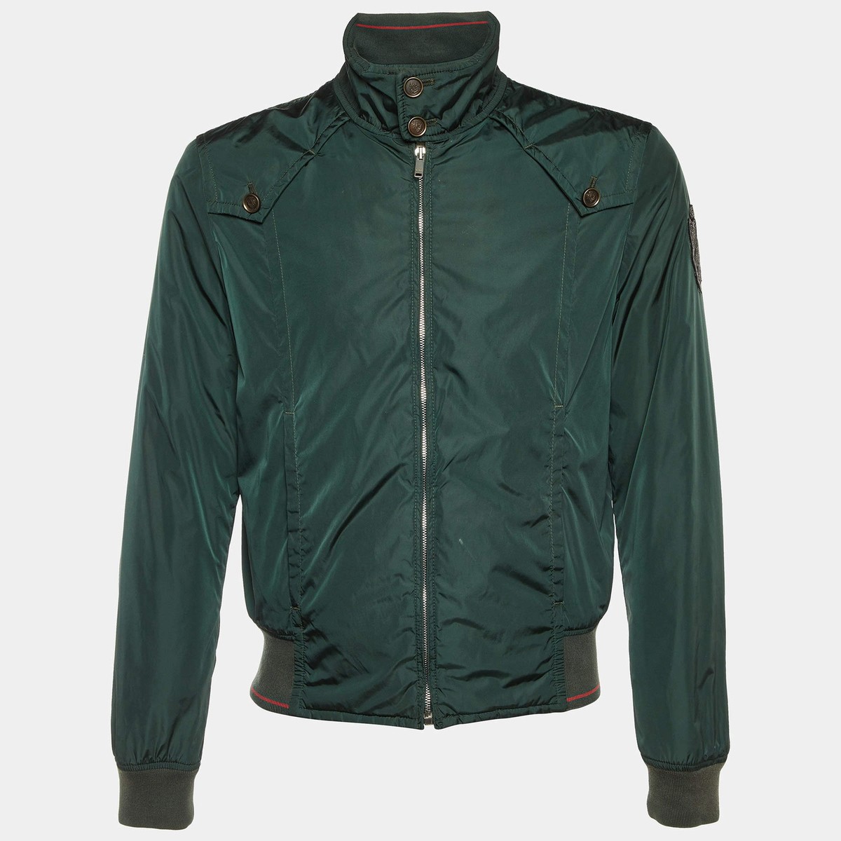 Gucci Green Nylon Zip Up Bomber Jacket M | eBay