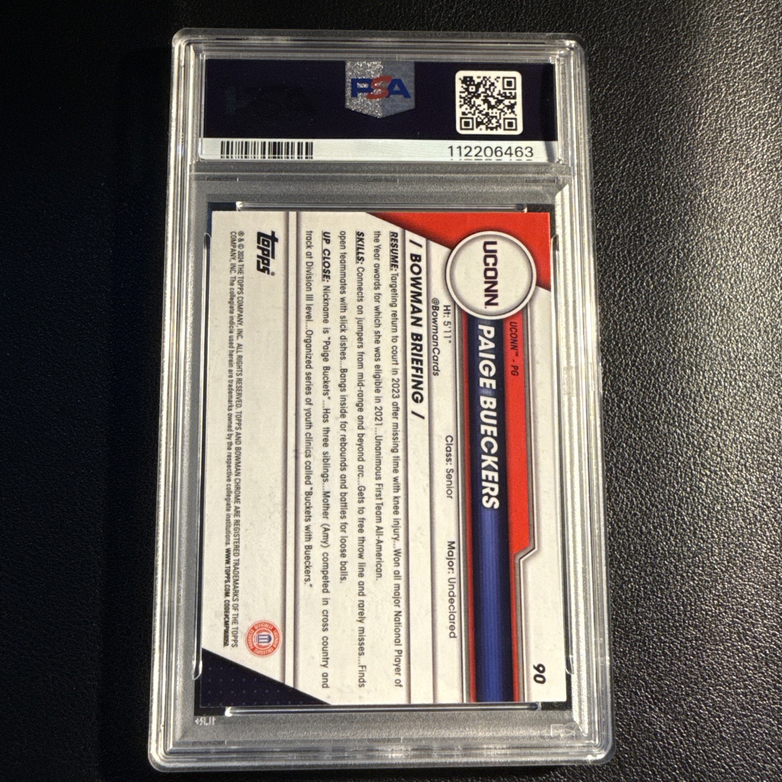 2023 Bowman U Chrome Paige Bueckers 1st Bowman #90 PSA 9 Mint Rookie RC UCONN view 3