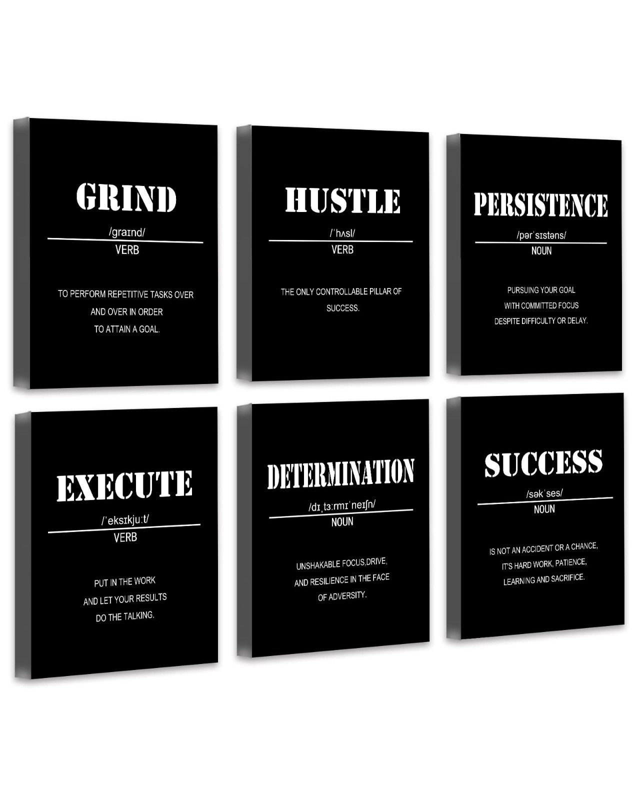 Inspirational Motivational Wall Art Set - 6 Framed Canvas Posters for ...
