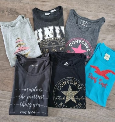 T-Shirt Paket 6x Gr. S HOLLISTER, CONVERSE, VICTORIA'S SECRET, ROXY, MUSTANG