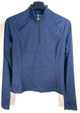 LILLY PULITZER Luxletic UPF 50 Half Zip Sunguard Low Tide Jacquard Navy Top M