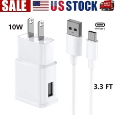 For Samsung Fast Charging Cord 3.3FT Type C Charger USB Wall Charger Block White