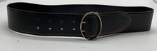 PRADA Black distressed leather belt with 2 prong oval Ring Buckle 30/75