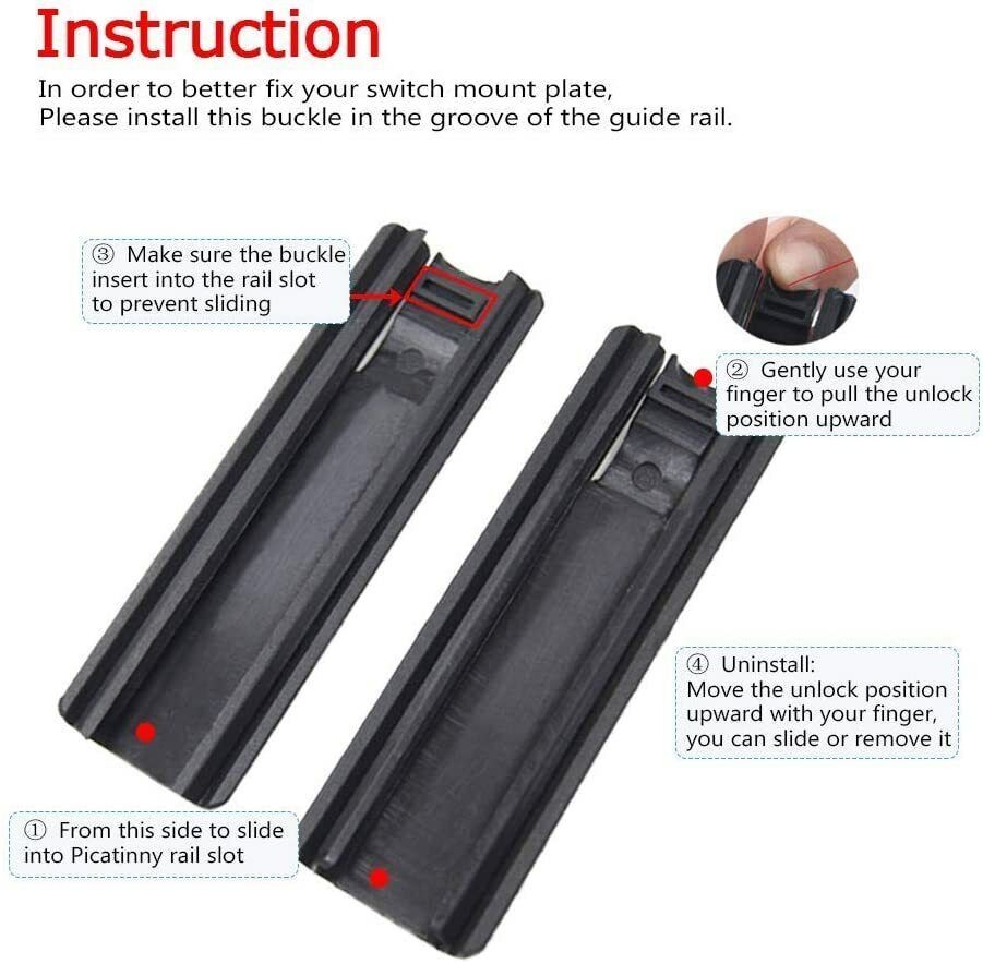 2 Pack Tactical Flashlight Tape Switch Plate Mount Kit Pressure Mount for PEQ