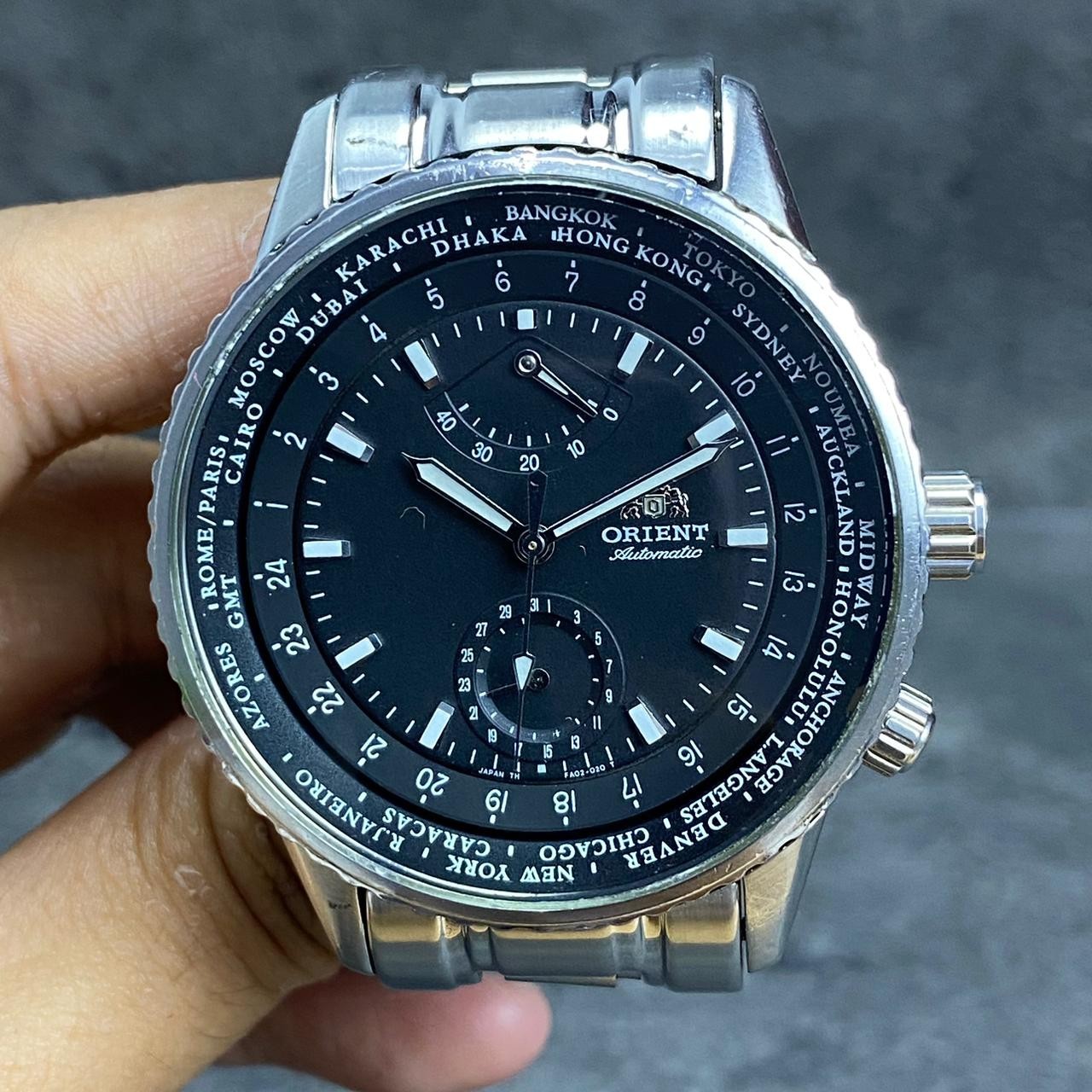 Rare ORIENT Worldtimer Automatic FA02-C6 Black Di… - image 1