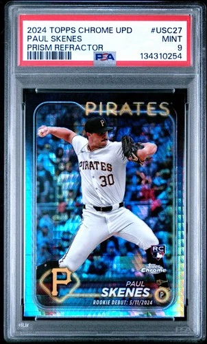 134310254 Paul Skenes 2024 Topps Chrome Update #USC27 Prism Refractor RC PSA 9