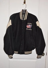 Columbus Blue Jacket Hockey Jacket Bomber NWOT s/p black vintage look Edwards