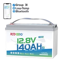Redodo 12V 140Ah Bluetooth LiFePO4 Battery with 150A BMS for RV, Solar, Marine