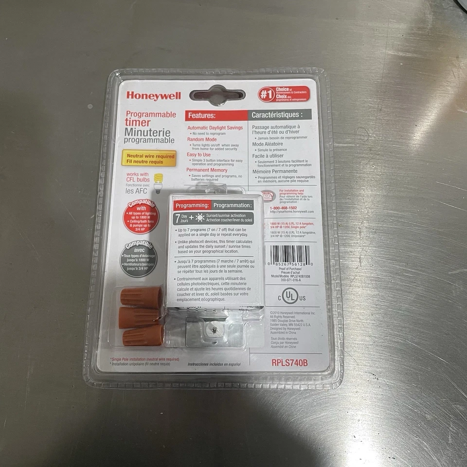 Interruptor programable Honeywell 7 días I Solar I (RPLS740B) Foto 2 de 3