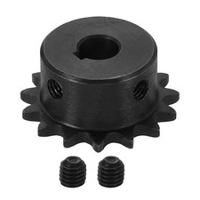 25 Chain Roller Sprocket 8mm Bore, 15 Tooth with 3x1.4mm Keyway, Black
