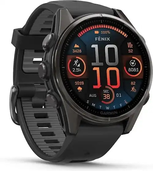 Garmin Fenix 8 43 mm carbongrau am Silikonarmband schwarz [Wi-Fi, Sapphire Editi