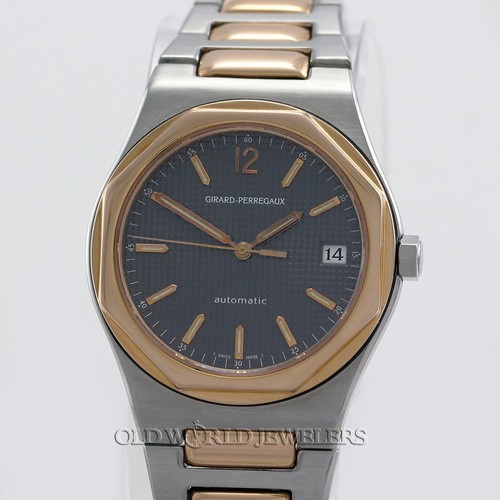 Girard Perregaux Vintage Laureato Ref 8010 Grey Pyramid Dial Steel 18K Rose Gold