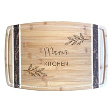 GiftsForYouNow Bamboo Engraved Serving Board Moms Kitchen Botanical Corner Gift