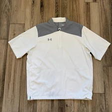 Under Armour Ultimate White/Gray Utility Baseball Cage Jacket/Windshirt Large/L