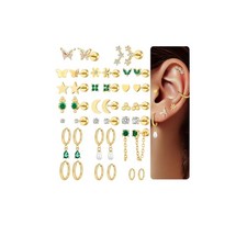 20 Pairs 40Pcs Gold Flat Back Earrings Hypoallergenic Cartilage Earring for Wome