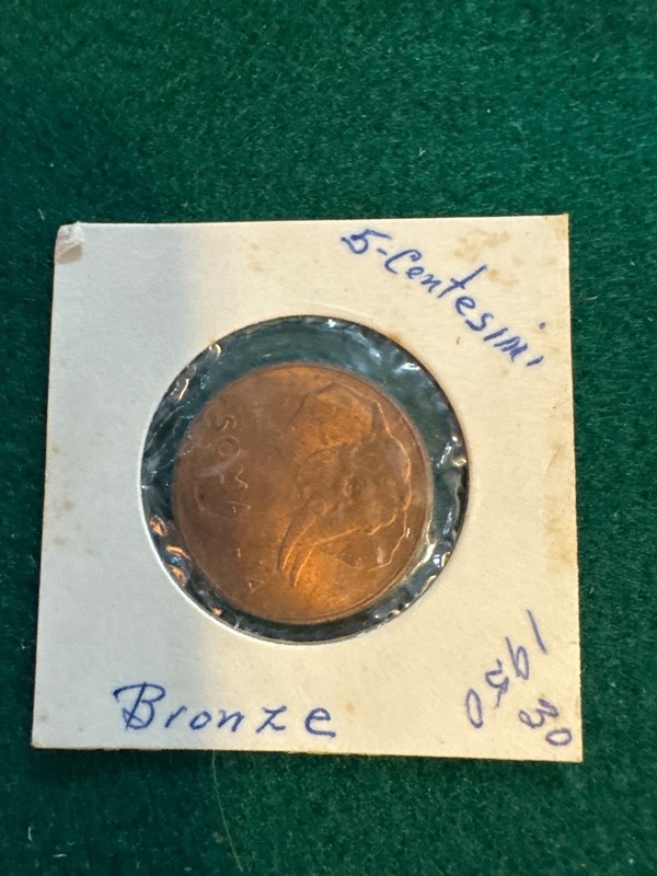 1950 Somalia Elephant 5 Centesimi Coin