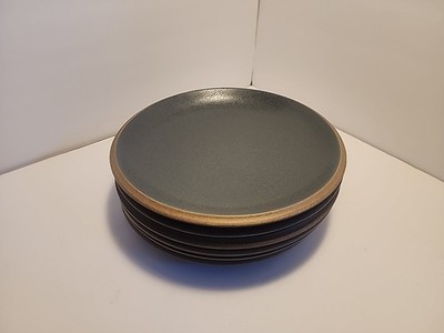 DANSK Santiago Grey DINNER PLATES (6) Gray 10-3/8'' EUC Tan trim