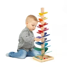 Wooden Music Tree Toy for Kids, Marble Ball Run Track Game for Toddlers, Marb...