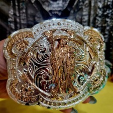 Santa Muerte belt Buckle Grim Reaper Buckle Rosetone Silver Heavy Zinc Alloy