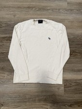 Y2K Abercrombie  Fitch Sweatshirt Adult M Cream Crew Waffle Knit Long Sleeve