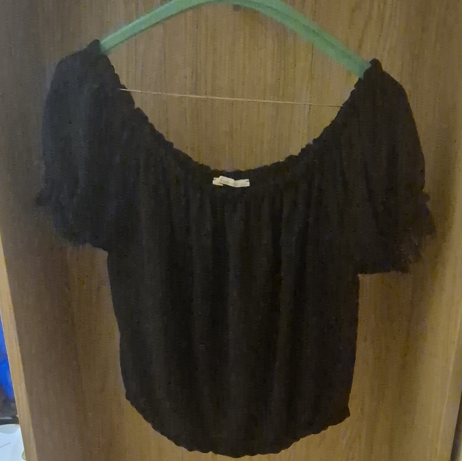 Gaudì blusa donna nera 44 scollo sulle spalle pizzo manica ad aletta