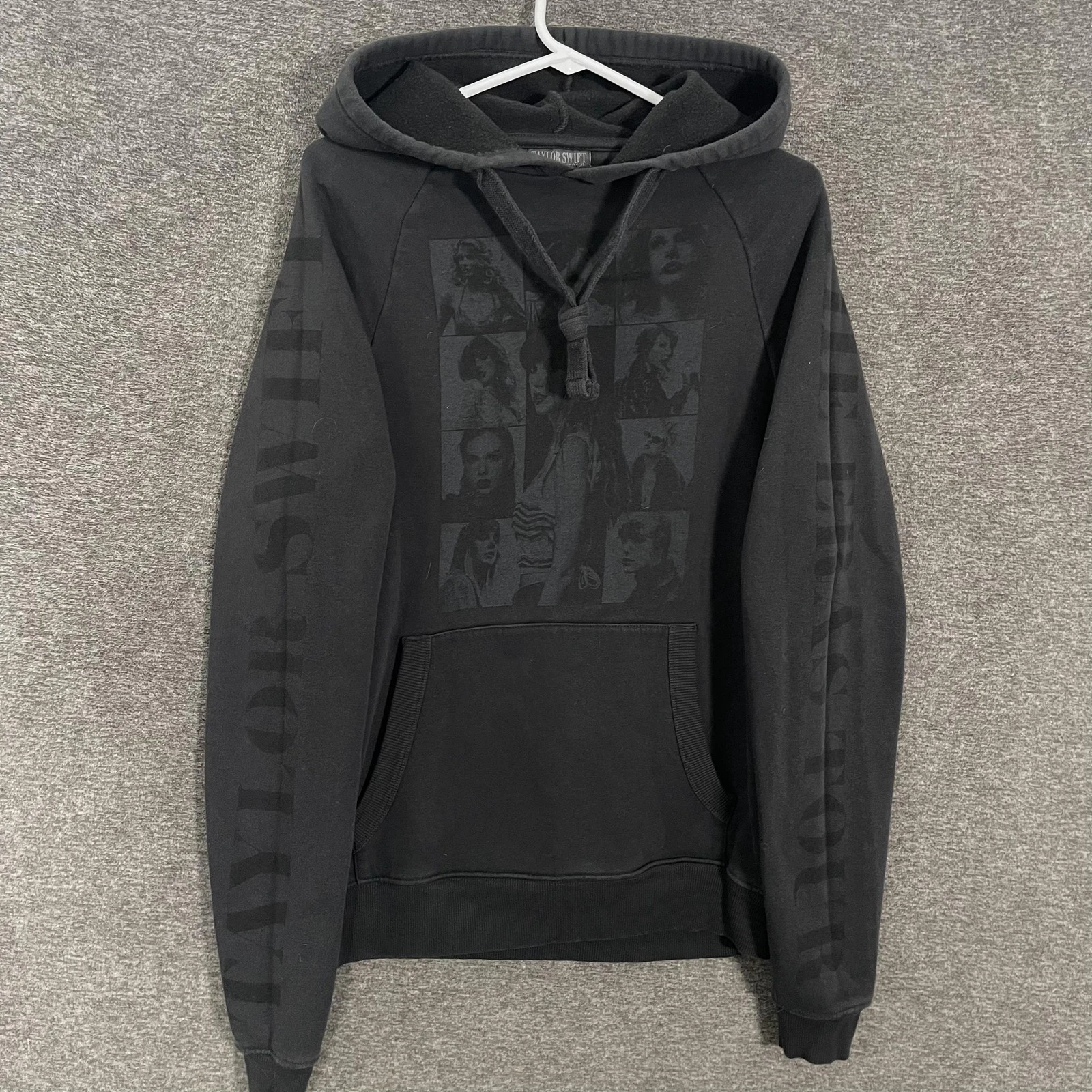 Taylor Swift Hoodie Mens XS Black Eras Tour Graphic Pullover Fleece Sweatshirt