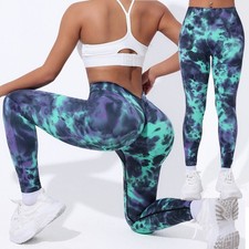 Women's V Back Workout Scrunch Butt Lift Leggings Seamless Athletic Yoga Pants