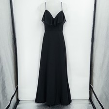 Morilee Madeline Gardner Maxi Dress Womens 4 Black Beaded Formal Gown Dark Goth