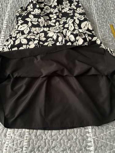 Talbots Women’s 18 Black White Rose Fit & Flare Lined Sleeveless Dress - Picture 6 of 13