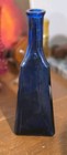 VINTAGE COBALT BLUE TRIANGULAR SHAPE BOTTLE VASE Mid Century  — photo 2