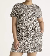 Joyspun women  s size 2X-3X snow leopard nightgown with pockets  So Soft 