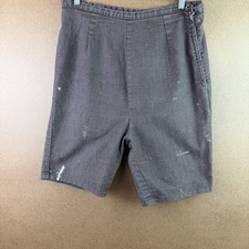 Vintage Distressed 60s Homemade Side-Zip Pleated Denim Shorts 33x9 Swift Zip