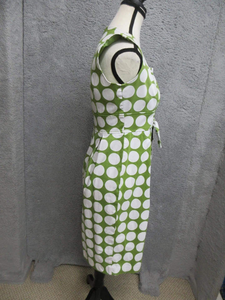 Vestido retro Jessica Howard para mujer 8 verde blanco a lunares sin mangas con cinturón lazo Foto 3 de 4