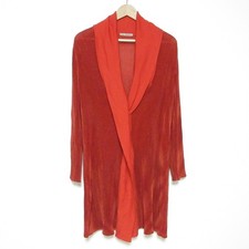 ISSEY MIYAKE Knit Docking Pleated Long Cardigan Size 2 Orange Women USED