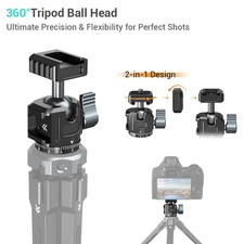 Tripod Ball Head 2 in 1 Dual Cold Shoe  1/4  Screw For Phone Camera Mount DSLR