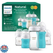 Philips Avent Natural Newborn Glass Gift Set, Baby Bottles with Natural Respo