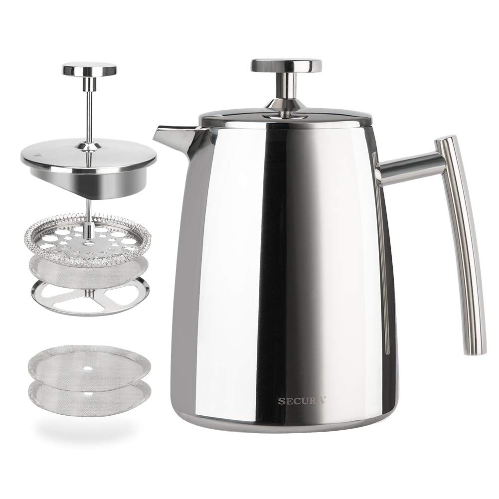 Coffee Maker, 17-ounce, 304 Stainless Steel Insulated Coffee