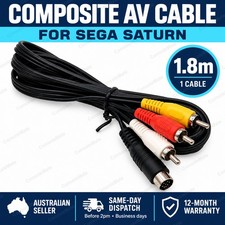Sega Saturn AV Cable - Composite RCA Audio Video Lead 1.8m, All Saturn Models