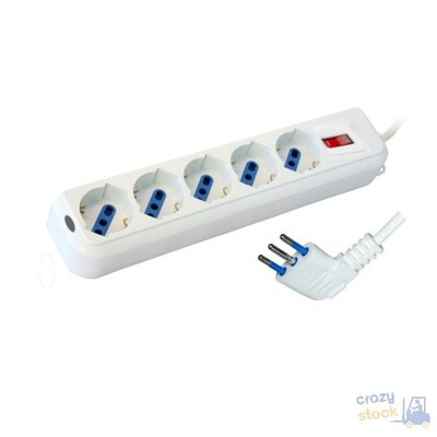 Maurer Multi-Outlet 5 Outputs Plug 2P+T 10A Dual Socket + Schuko With Light