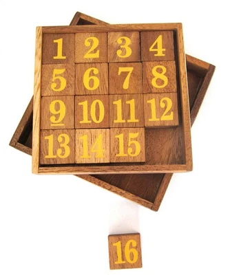 Slide 15 – Schiebespiel mit gelben Zahlen aus Holz für 1 Spieler - Bild 1 von 4