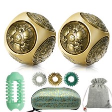 1.45in Baoding Balls Set Chinese Hand Massage Exercise Balls, Metal Stress Balls