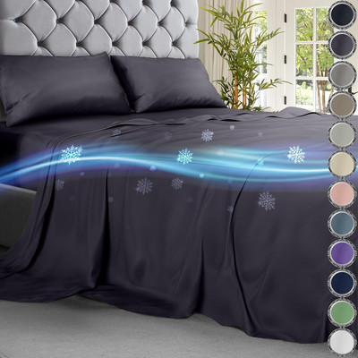 King Cooling Bamboo Viscose Sheets 4pc Ultra-Soft Bedding with 18'' Deep Pockets