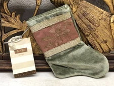 Handmade MINI STOCKING From Antique Textiles by B-VIZ design- Green L41