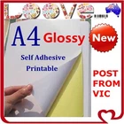 100 x A4 White Glossy Self Adhesive Sticker Paper Sheet Label Laser Inkjet Print