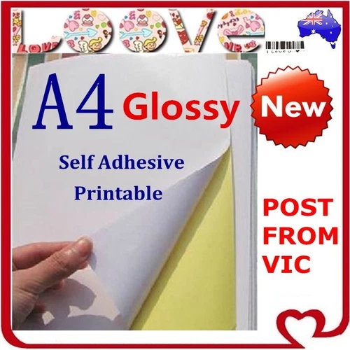 40 x A4 White Glossy Self Adhesive Sticker Paper Sheet Label Laser Inkjet Print
